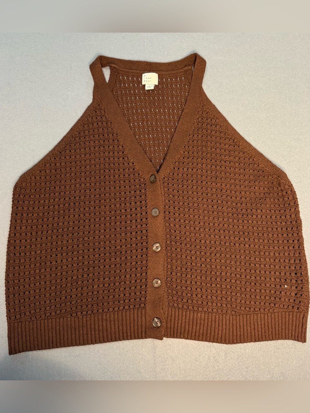 a new day Brown Knit Button-Front Tank Vest